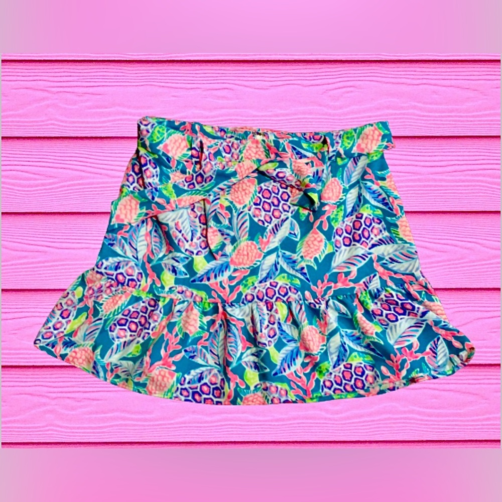 Lilly Pulitzer Debbie Skirt, Maldives Green Turtle Wave Pattern, Size 14